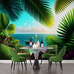 Botanik Bahçe Ve Deniz Manzaralı Duvar Kağıdı - Dkb938046