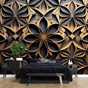 3 Boyutlu Geometrik Çizim Desenli Duvar Kağıdı - Dkm878092 300x300 cm