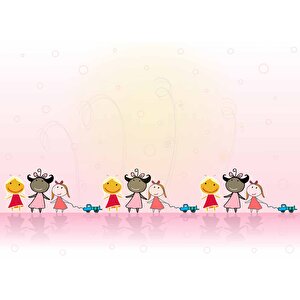 Neşeli Çocuklar Odası Duvar Kağıdı Baskı - Dkm401109