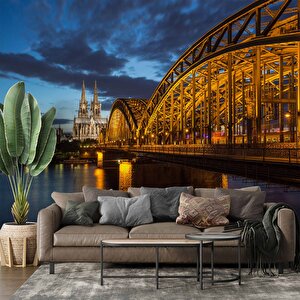 Köln Katedrali Ve Hohenzollern Köprüsü Manzaralı Duvar Kağıdı - Dkb936070 275x280 cm