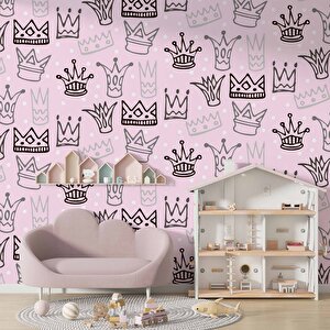 Kraliçe Tacı Temalı Çocuk Odası Duvar Kağıdı Baskı - Dkm174018 550x200 cm