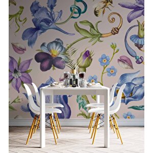Renkli Çiçek Desenli Duvar Kağıdı - Dkm494124
