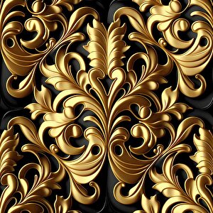 3 Boyutlu Altın Yaprak Temalı Duvar Kağıdı - Dkm794020