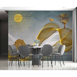 3 Boyutlu Altın Manzaralı Duvar Kağıdı - Dkm787033