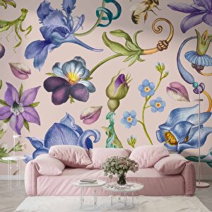 Renkli Çiçek Desenli Duvar Kağıdı - Dkm494063 800x260 cm