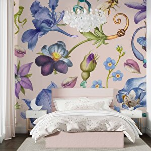 Renkli Çiçek Desenli Duvar Kağıdı - Dkm494082 600x280 cm