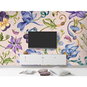 Renkli Çiçek Desenli Duvar Kağıdı - Dkm494082 600x280 cm