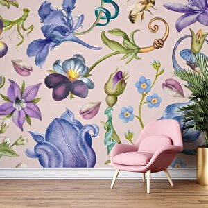 Renkli Çiçek Desenli Duvar Kağıdı - Dkm494082