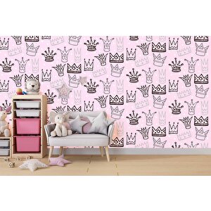Kraliçe Tacı Temalı Çocuk Odası Duvar Kağıdı Baskı - Dkm174076