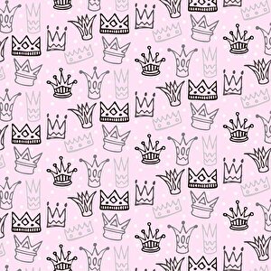 Kraliçe Tacı Temalı Çocuk Odası Duvar Kağıdı Baskı - Dkm174076