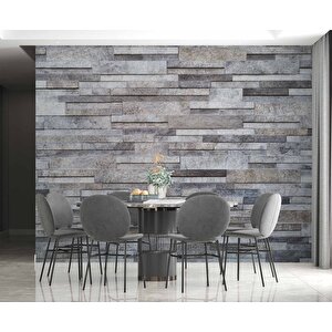 Gri Kesme Taş Desenli Duvar Kağıdı Baskı - Dkm601040