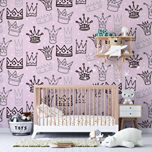 Kraliçe Tacı Temalı Çocuk Odası Duvar Kağıdı Baskı - Dkm174103 600x300 cm