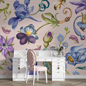 Renkli Çiçek Desenli Duvar Kağıdı - Dkm494073