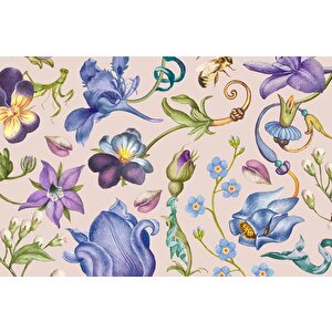 Renkli Çiçek Desenli Duvar Kağıdı - Dkm494073