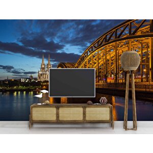 Köln Katedrali Ve Hohenzollern Köprüsü Manzaralı Duvar Kağıdı - Dkb936039 550x240 cm