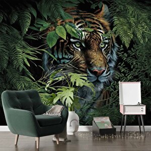 Kaplan Ve Yaprak Temalı Duvar Kağıdı Baskı - Dkm522107