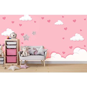Bulut Temalı Çocuk Odası Duvar Kağıdı Baskı - Dkm193049