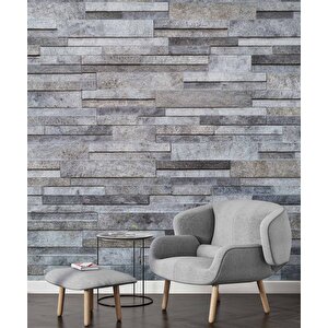 Gri Kesme Taş Desenli Duvar Kağıdı Baskı - Dkm601019