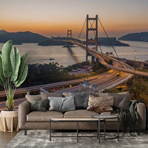 Hong Kong Tsing Ma Köprüsü Manzaralı Duvar Kağıdı Baskı - Dkm547059 525x260 cm