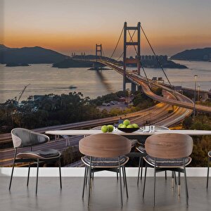 Hong Kong Tsing Ma Köprüsü Manzaralı Duvar Kağıdı Baskı - Dkm547059