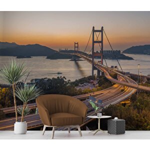 Hong Kong Tsing Ma Köprüsü Manzaralı Duvar Kağıdı Baskı - Dkm547059