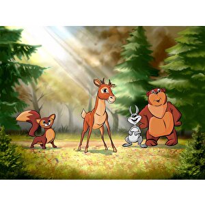 Orman Hayvanları Çocuk Odası Duvar Kağıdı Baskı - Dkm425085
