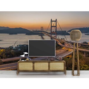 Hong Kong Tsing Ma Köprüsü Manzaralı Duvar Kağıdı Baskı - Dkm547007 275x200 cm