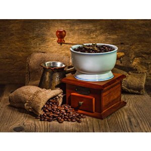 Kahve Öğütme Makineli Cafe Duvar Kağıdı Baskı - Dkm285063