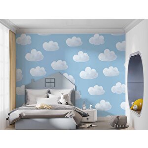 Bulut Desenli Çocuk Odası Duvar Kağıdı Baskı - Dkm169004 200x200 cm