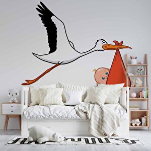 Bebek Getiren Leylek Çocuk Odası Duvar Kağıdı Baskı - Dkm424028