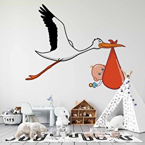 Bebek Getiren Leylek Çocuk Odası Duvar Kağıdı Baskı - Dkm424035 450x240 cm
