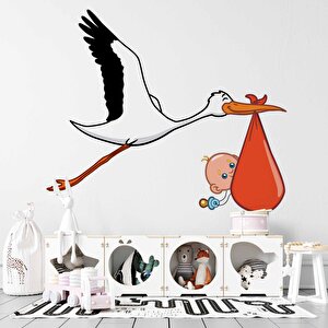 Bebek Getiren Leylek Çocuk Odası Duvar Kağıdı Baskı - Dkm424035 450x240 cm