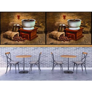 Kahve Öğütme Makineli Cafe Duvar Kağıdı Baskı - Dkm285077