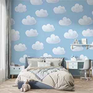 Bulut Desenli Çocuk Odası Duvar Kağıdı Baskı - Dkm169032