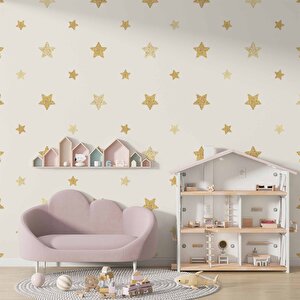 Yıldız Desenli Çocuk Odası Duvar Kağıdı Baskı - Dkm167125 700x315 cm
