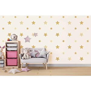 Yıldız Desenli Çocuk Odası Duvar Kağıdı Baskı - Dkm167125