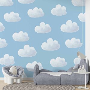 Bulut Desenli Çocuk Odası Duvar Kağıdı Baskı - Dkm169067 200x280 cm