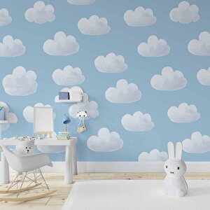 Bulut Desenli Çocuk Odası Duvar Kağıdı Baskı - Dkm169067 200x280 cm