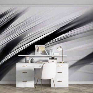 Siyah Beyaz Şerit Desenli Duvar Kağıdı - Dkm983016