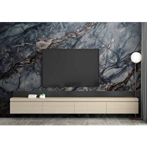 3 Boyutlu Siyah Mermer Temalı Duvar Kağıdı - Dkm650005 225x200 cm