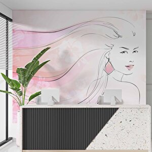 Kadın Güzellik Salonu Duvar Kağıdı Baskı - Dkm128016 500x200 cm