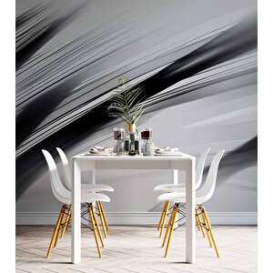 Siyah Beyaz Şerit Desenli Duvar Kağıdı - Dkm983030