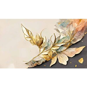 Altın Ve Renkli Yaprak Desenli Duvar Kağıdı - Dkm913046