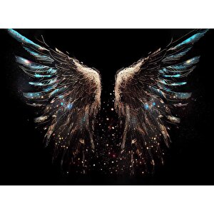 Altın Ve Mavi Kanat Desenli Duvar Kağıdı - Dkm768115