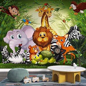 Hayvanat Bahçesi Çocuk Odası Duvar Kağıdı Baskı - Dkm430110 225x315 cm