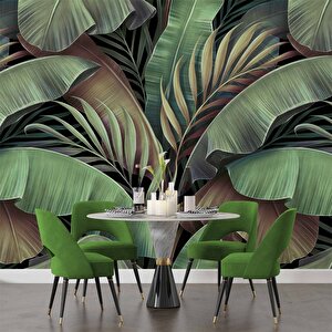 Botanik Tropikal Yaprak Desenli Duvar Kağıdı Baskı - Dkm-006_31636
