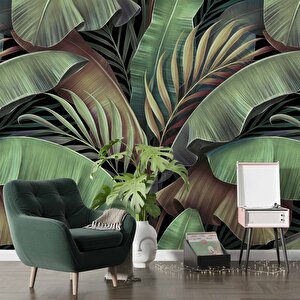 Botanik Tropikal Yaprak Desenli Duvar Kağıdı Baskı - Dkm-006_31636