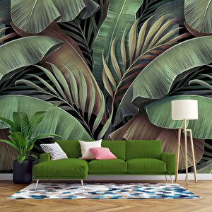 Botanik Tropikal Yaprak Desenli Duvar Kağıdı Baskı - Dkm-006_30906 275x200 cm