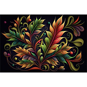 3 Boyutlu Renkli Yaprak Desenli Duvar Kağıdı - Dkm776076