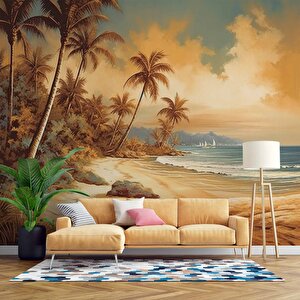 Suluboya Tropikal Deniz Manzaralı Duvar Kağıdı - Dkm986040 600x240 cm